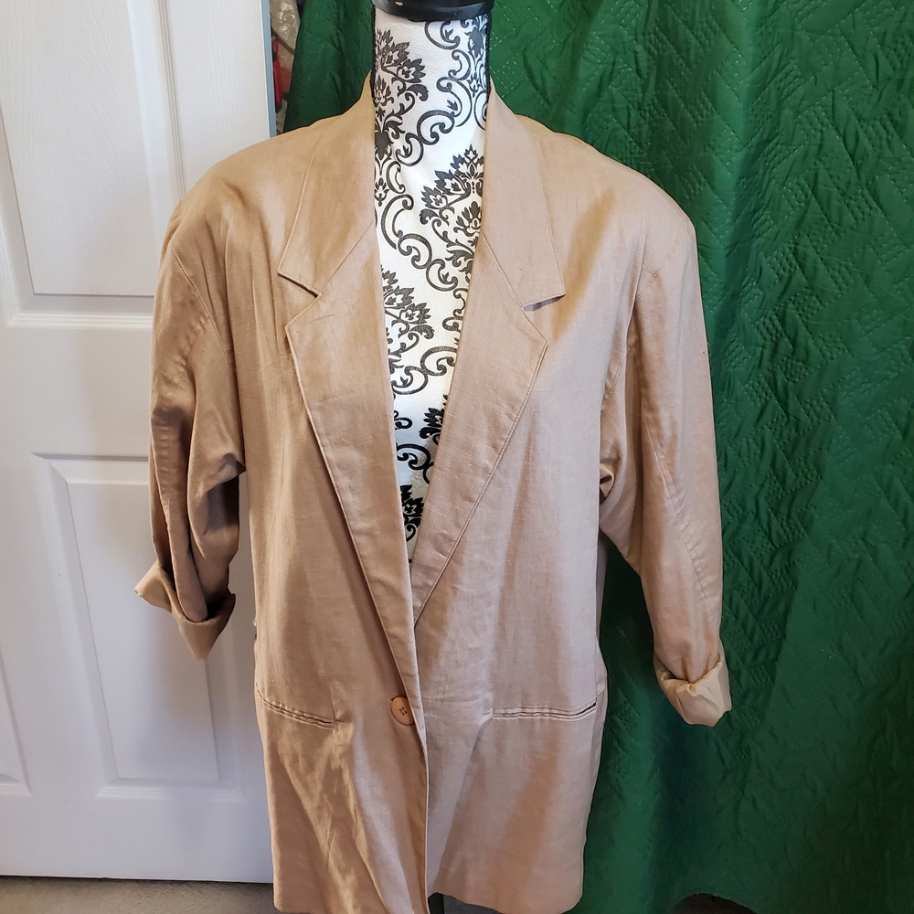 Adolfo Beige Linen Blend Jacket